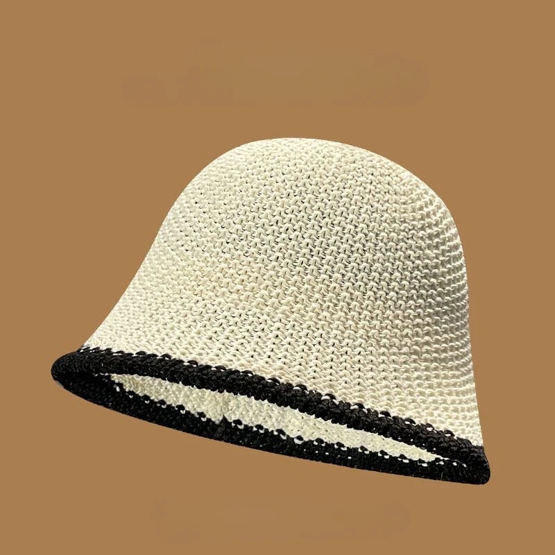 Women Hollow Woven Summer Bucket Hat