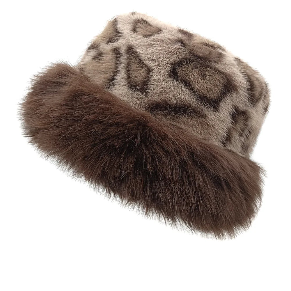 Leopard Print Plush Bucket Hat