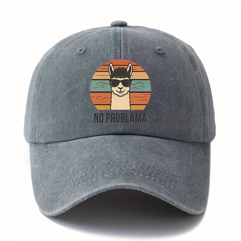 Cartoon Alpaca Curved Brim Baseball Cap