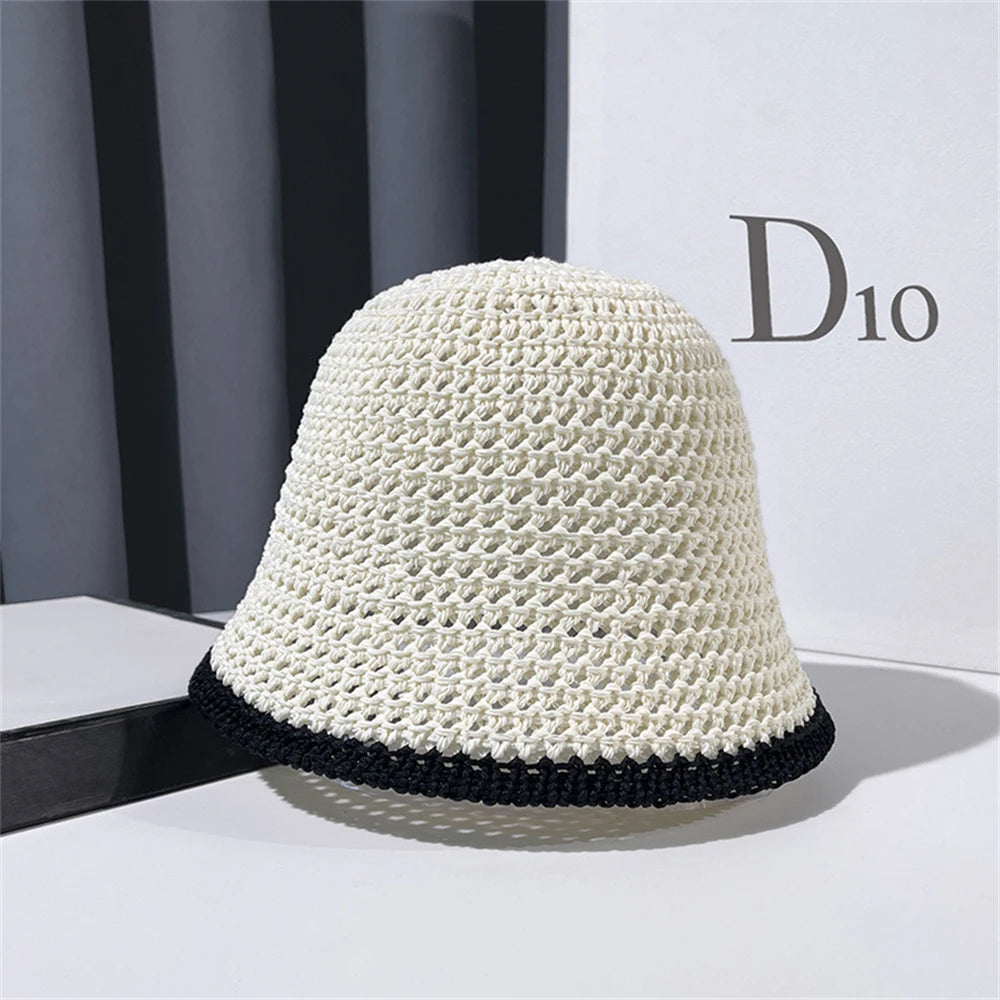 Japanese Style Simple Foldable Braid Women Bucket Hat