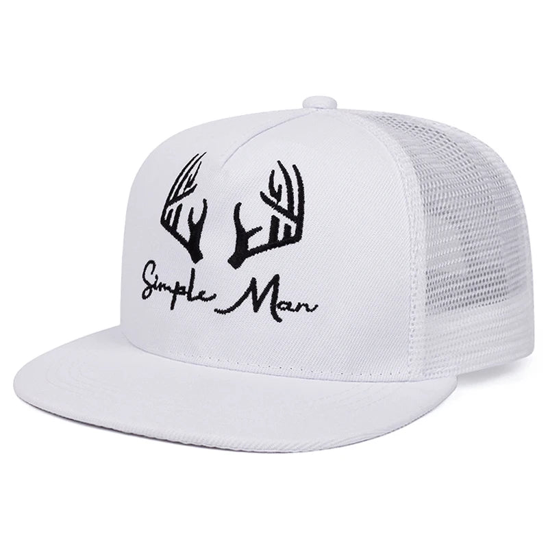 Antlers Embroidered Classic Flat Brim Cap