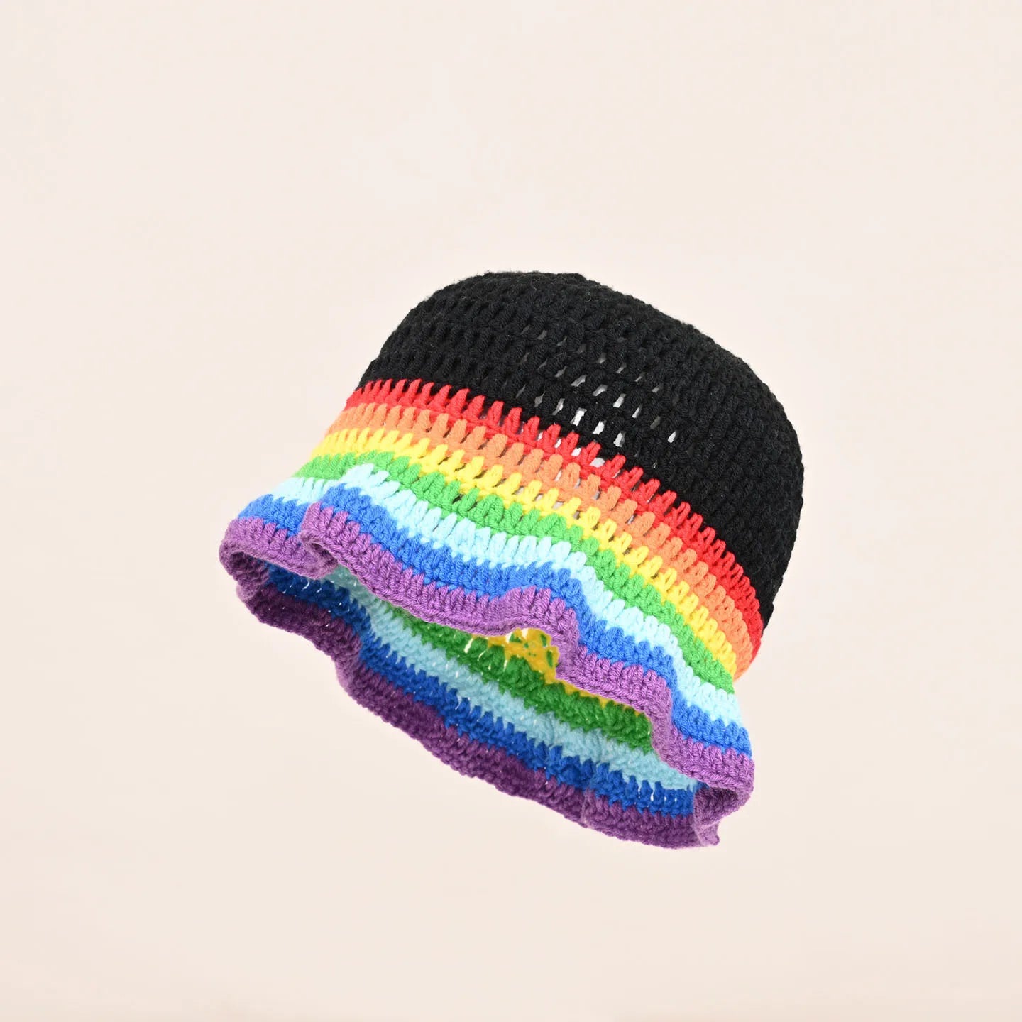 Lotus Edge Colored Striped Knitted Bucket Hat