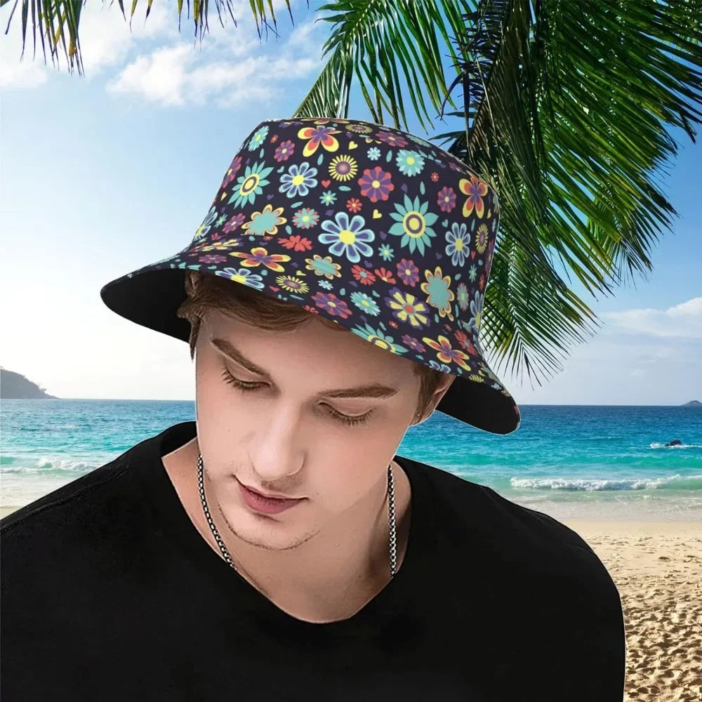 Small Flower Print Unisex Summer Bucket Hat