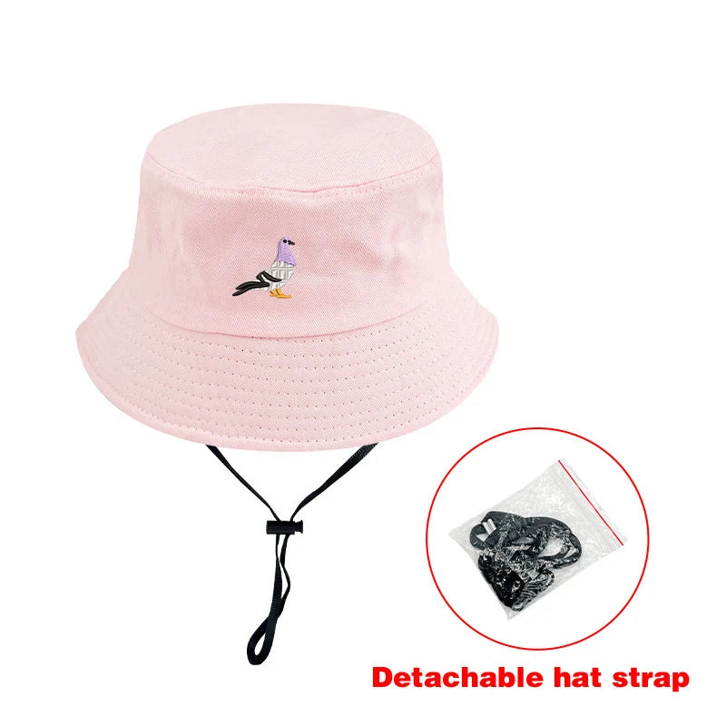 Unisex Embroidered Pigeon Bucket Hat