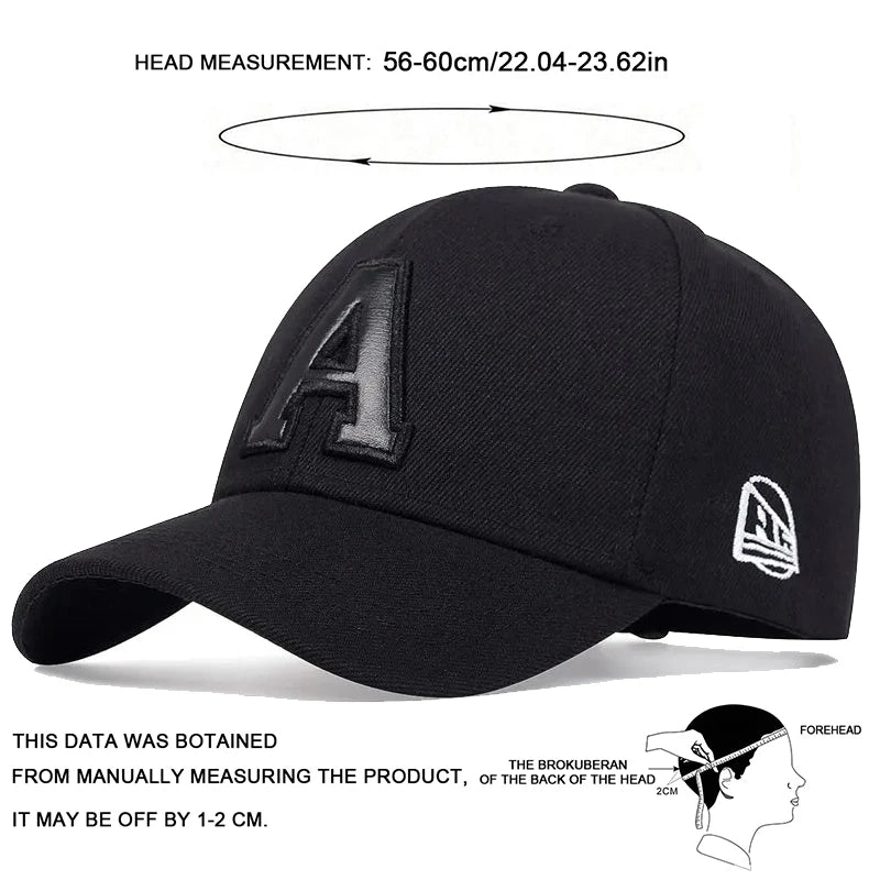 Unisex A Letter Leather Label Embroidery Snapback Baseball Caps