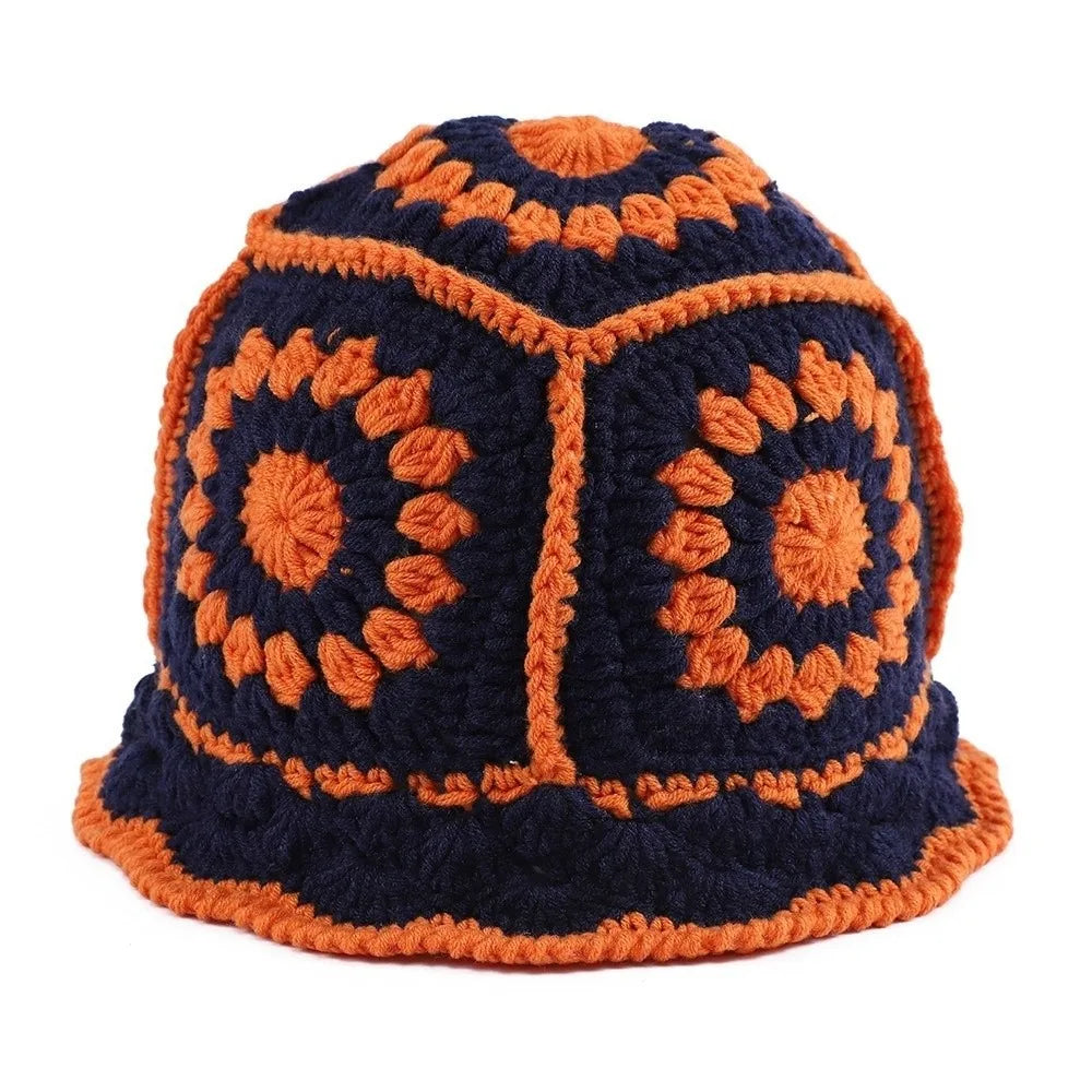 Casual Knitted Flower Hollow Fisherman Bucket Hat