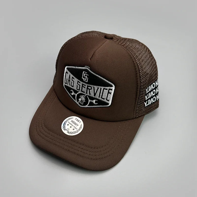GAS Letter Embroidery Mesh Baseball Cap
