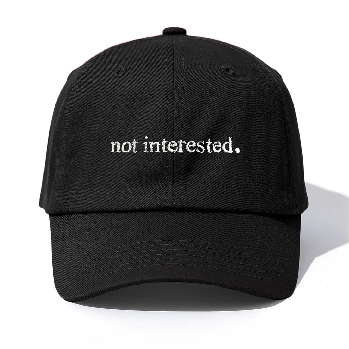 Not Interested Embroidered Minimalist Retro Baseball Cap