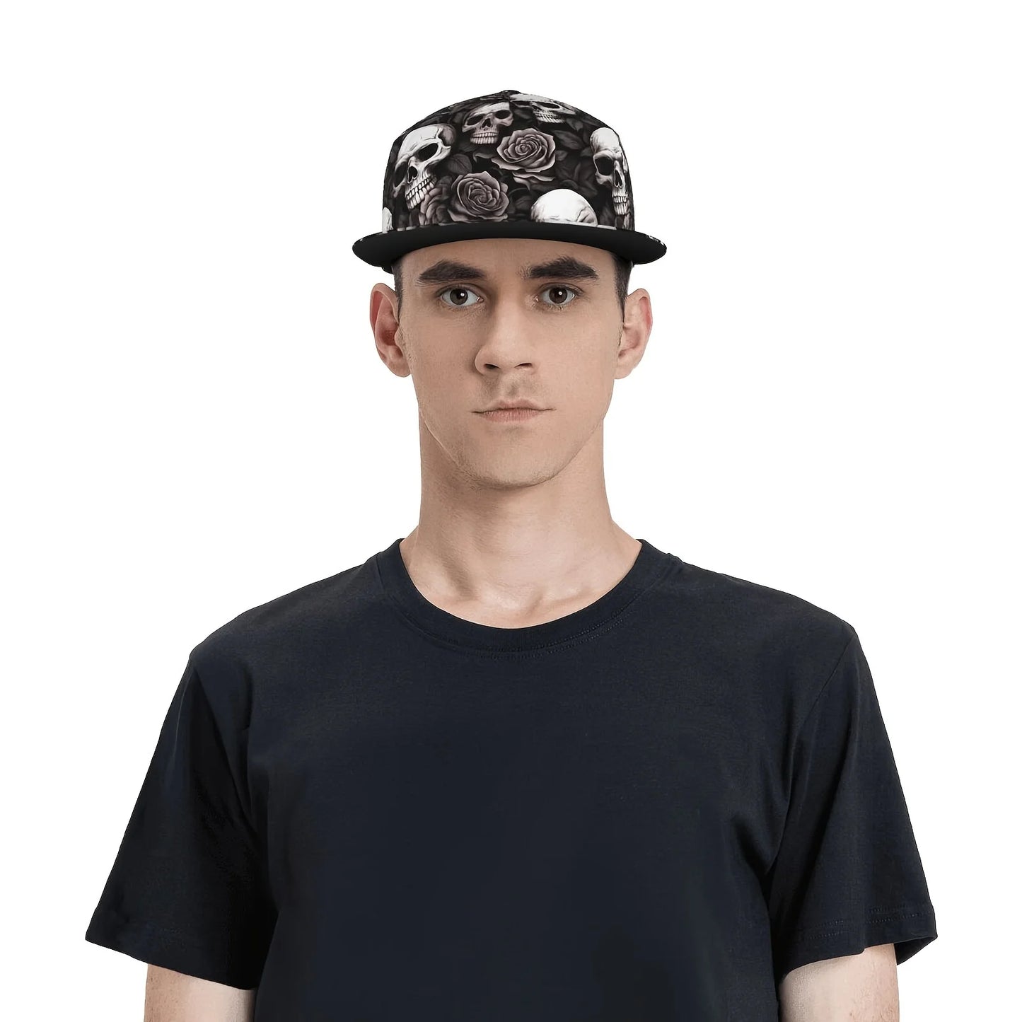 Cool Hippie Skull Rose Punk Snapback Cap