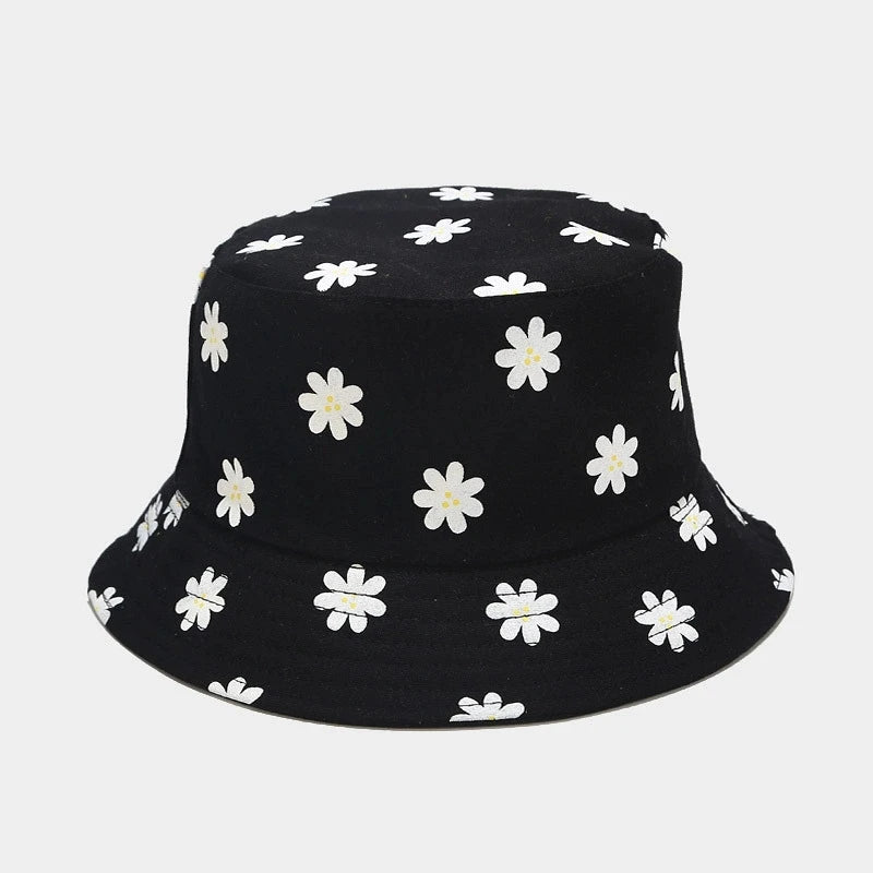 Korean Flower Printed Double Sided Bucket Hat