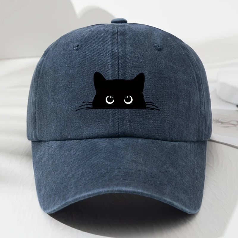 Retro Black Cat Print Baseball Cap