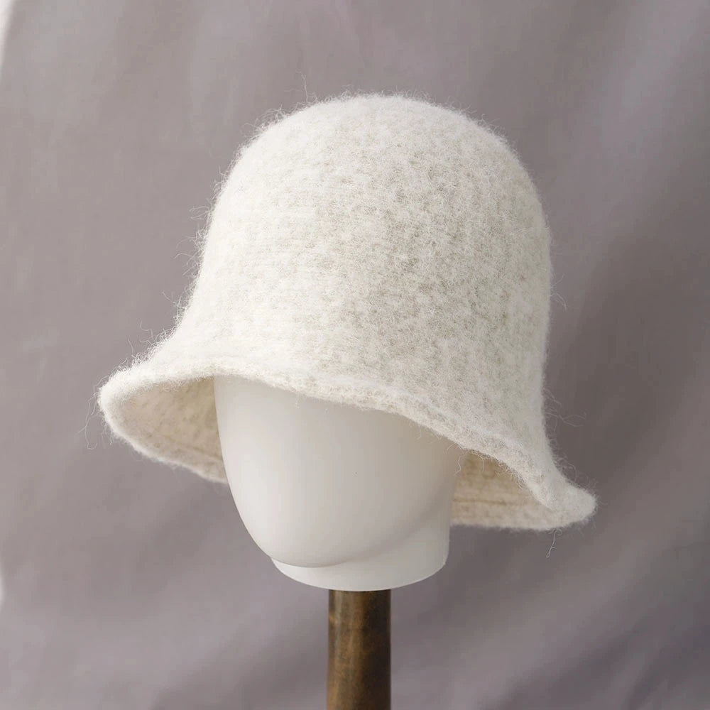 Wool Knit Cashmere Winter Bucket Hat
