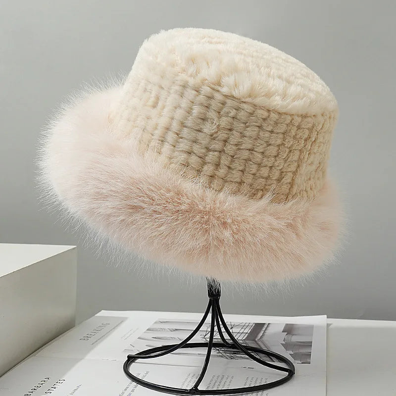 Fluffy Mongolian Fur Winter Bucket Hat