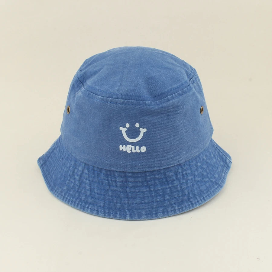 Kids Smiling Face Cotton Summer Bucket Hat