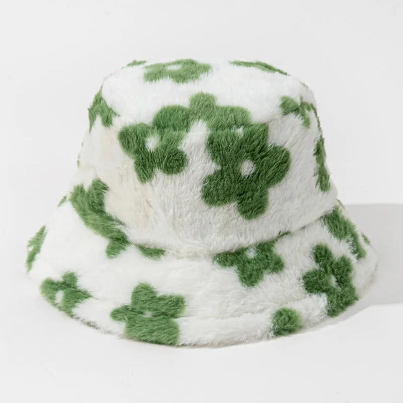 Stamp Print Warm Bucket Hat
