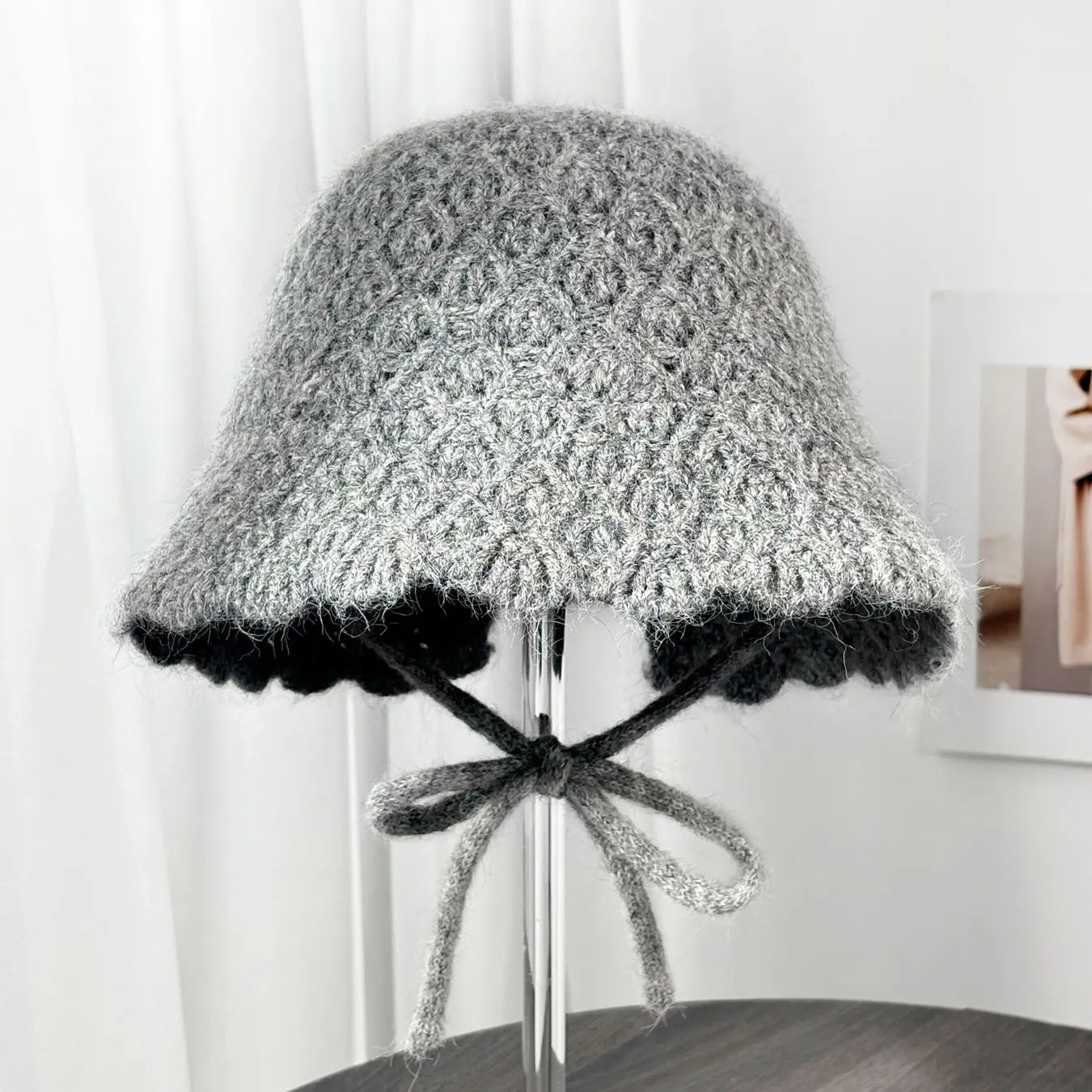 Solid Color Cable Knit Wool Winter Bucket Hat