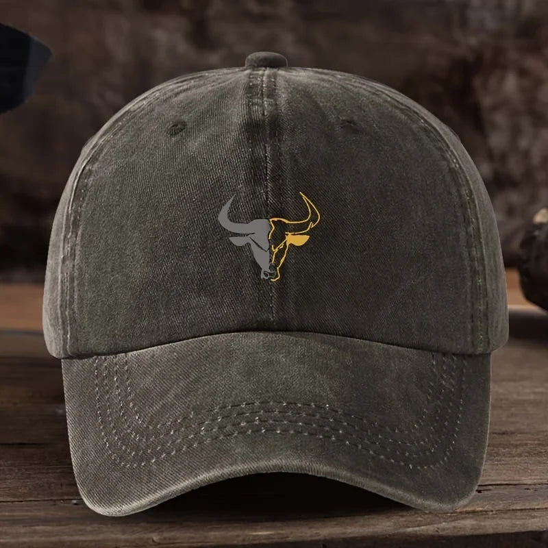 Fashionable Bull Head Printed Outdoor Baseball Cap