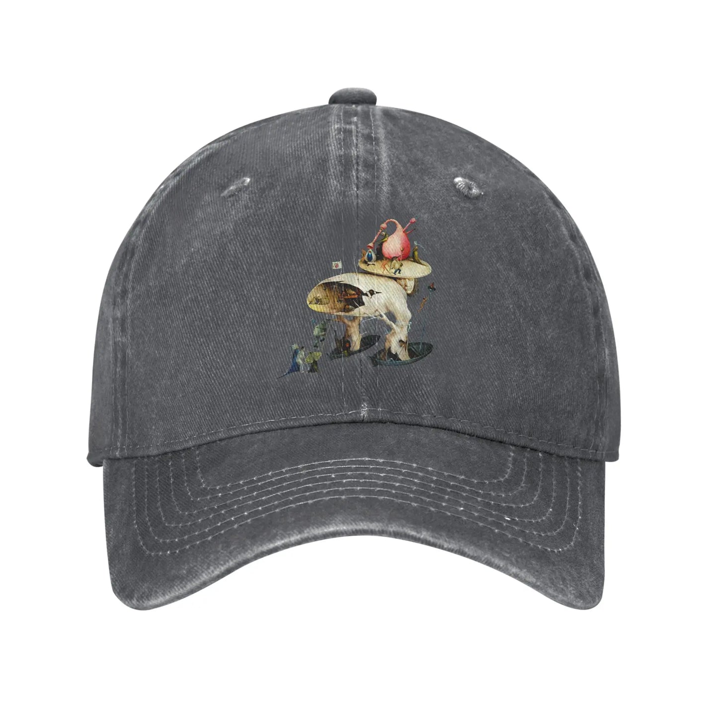 Hieronymus Bosch Garden Earthly Delights Distressed Denim Baseball Cap