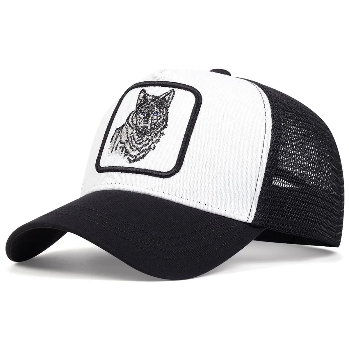 Unisex Wolf Embroidery Baseball Net Caps