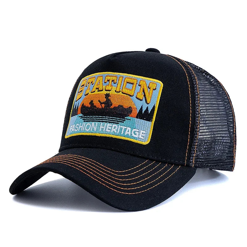 Embroidered Mesh Trucker Hat Unisex