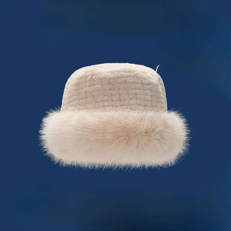 Plush Winter Fisherman Bucket Hat for Women