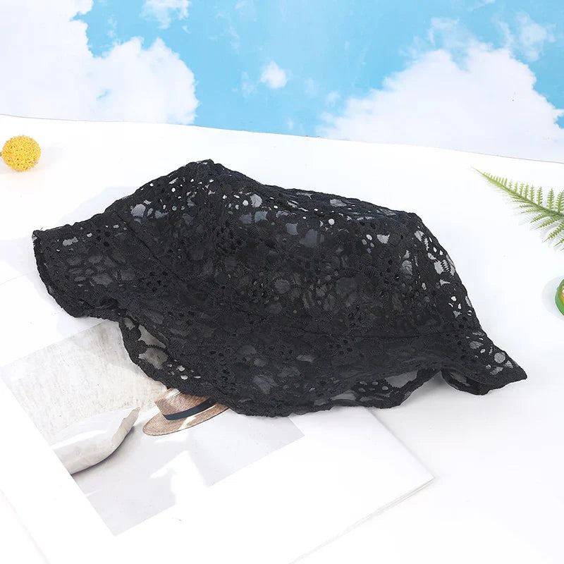 Thin Mesh Lace Flower Fisherman Hat