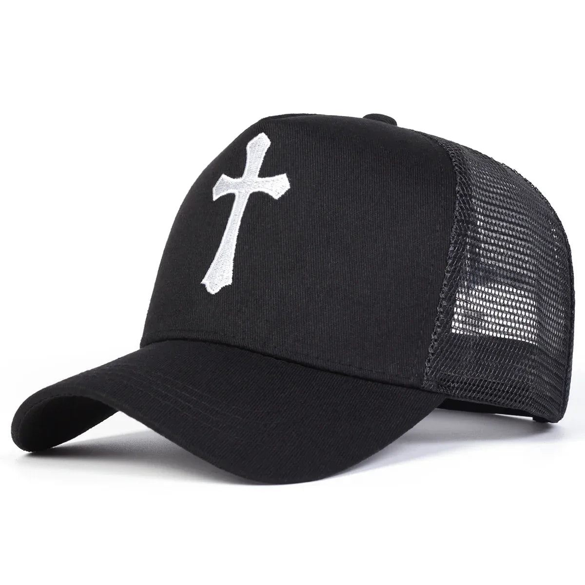 Unisex Cross Embroidery Baseball Net Caps
