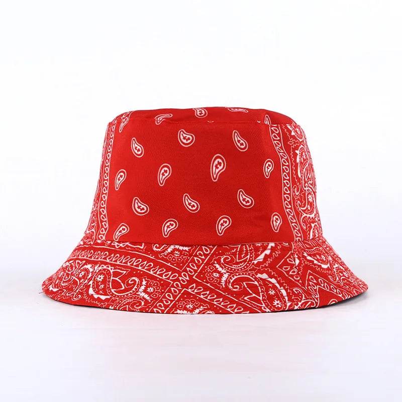 Womens Paisley Reversible Bandana Bucket Hat