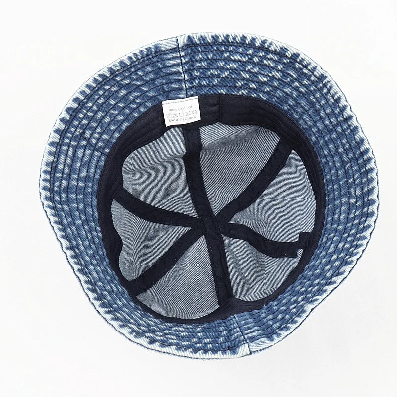 Washed Denim Bucket Hat Women Fisherman's Hat