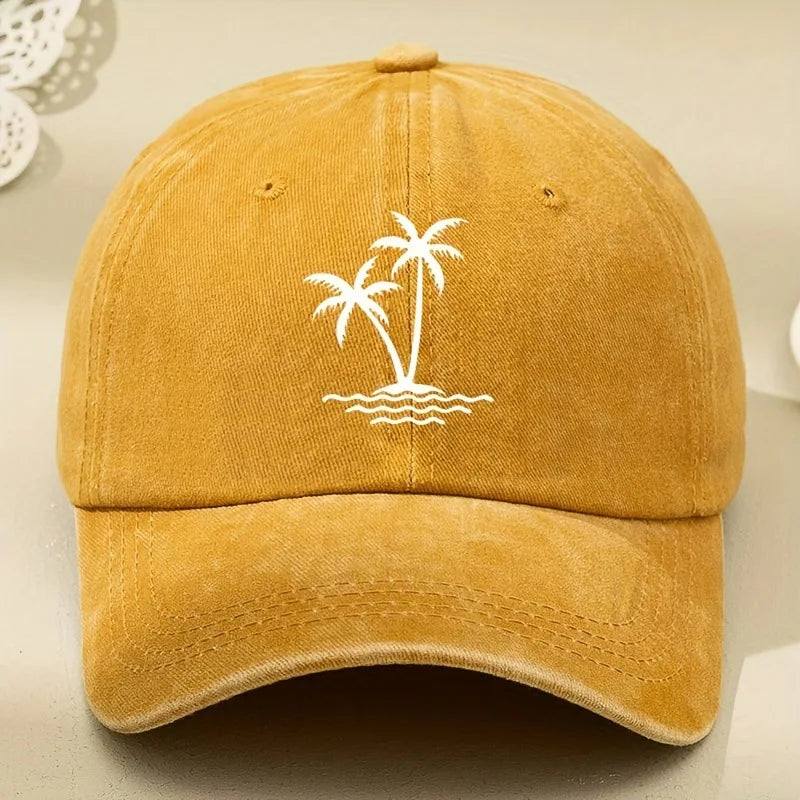 Vintage Palm Tree Washed Cotton Baseball Cap