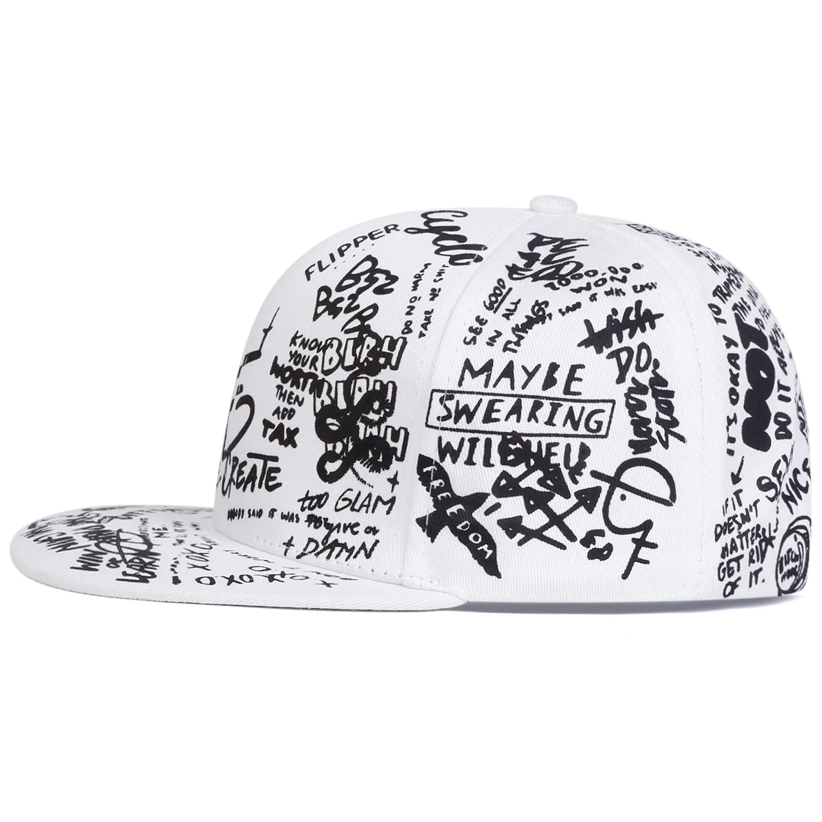 Unisex Black and white Letter Graffiti Printing Hip-hop Hats