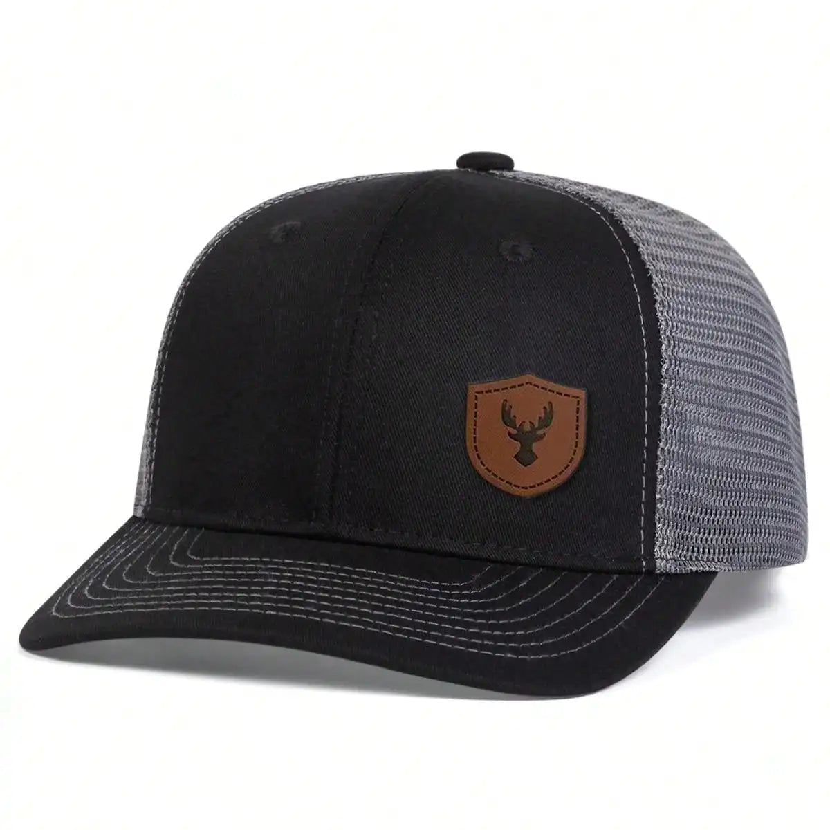 Unisex Deer Antlers Leather Label Baseball Net Caps