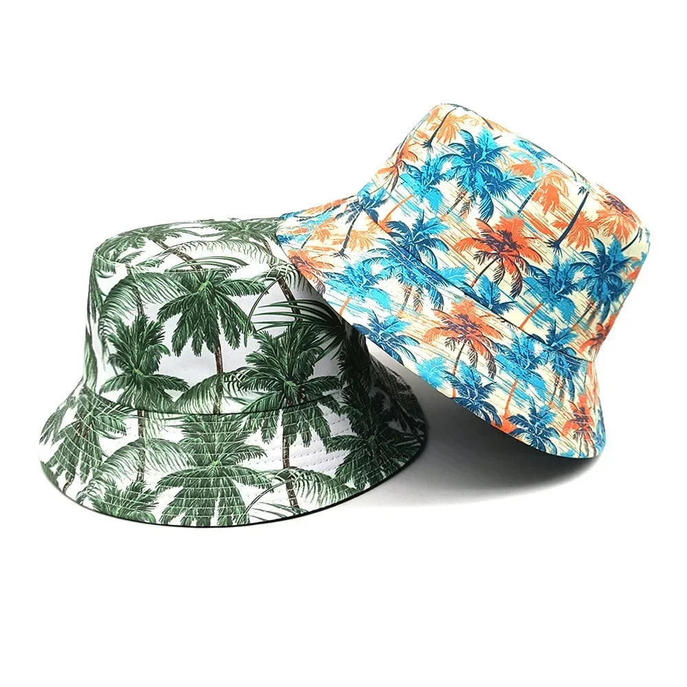 Fashion Bucket Hat Coconut Tree Printing Pattern