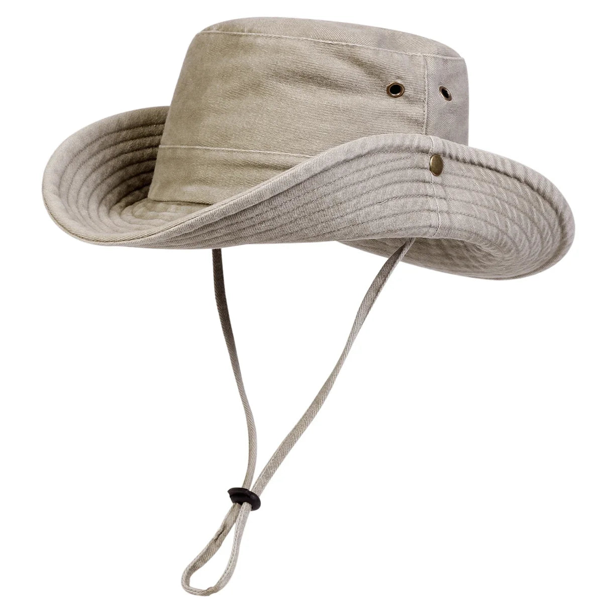 Men’s Solid Color Washed Big Eaved Outdoor Bucket Hat