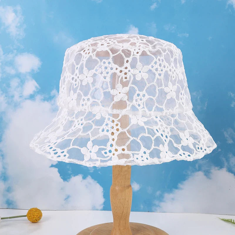 Thin Mesh Lace Flower Fisherman Hat