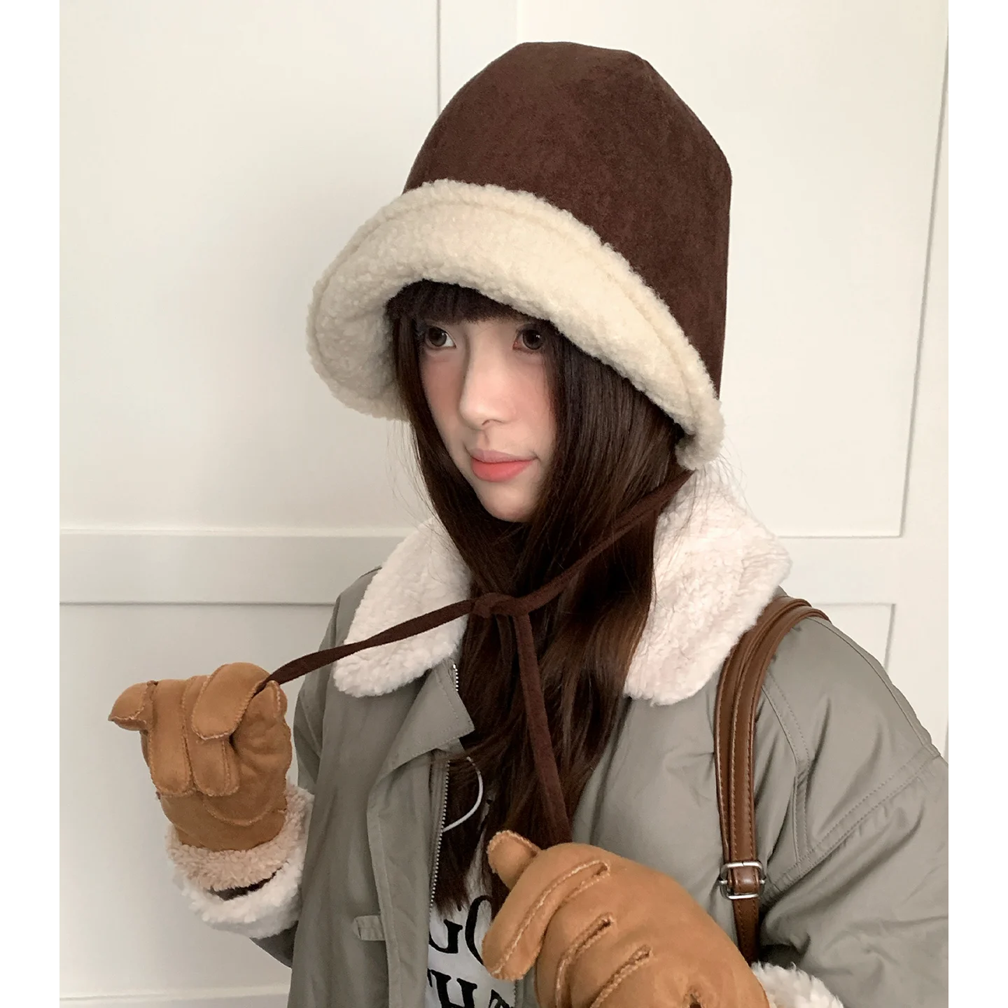 Retro Suede Plush Earflap Bucket Hat