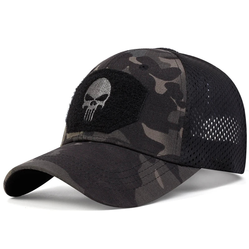 Unisex Skull Embroidery Baseball Net Caps