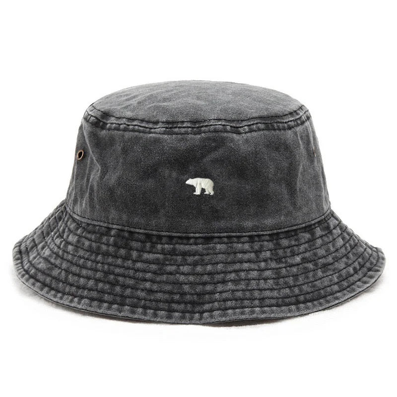 Custom Polar Bear Embroidered Cotton Bucket Hat