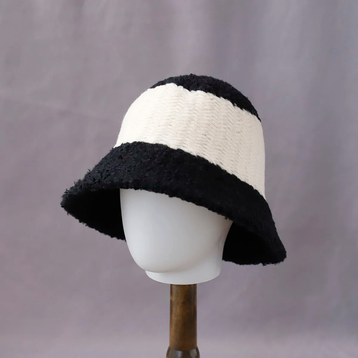 Women's Spliced Color Wool Knitted Bucket Hat