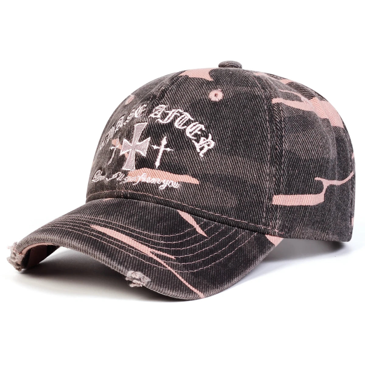 Unisex Cross Embroidery Pierced Baseball Caps
