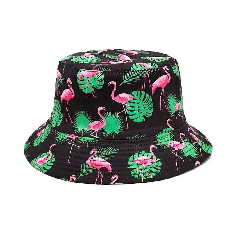 Unisex Flamingo Print Reversible Bucket Hat
