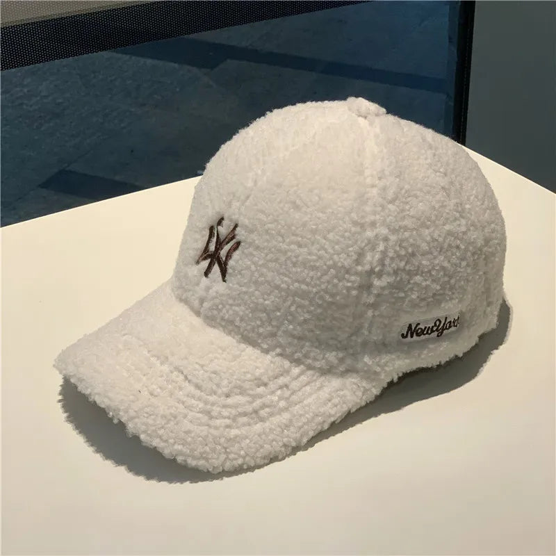 Faux Cashmere Letter Logo Winter Baseball Cap