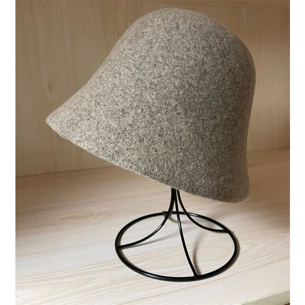 Women Vintage Felt Winter Bucket Hat