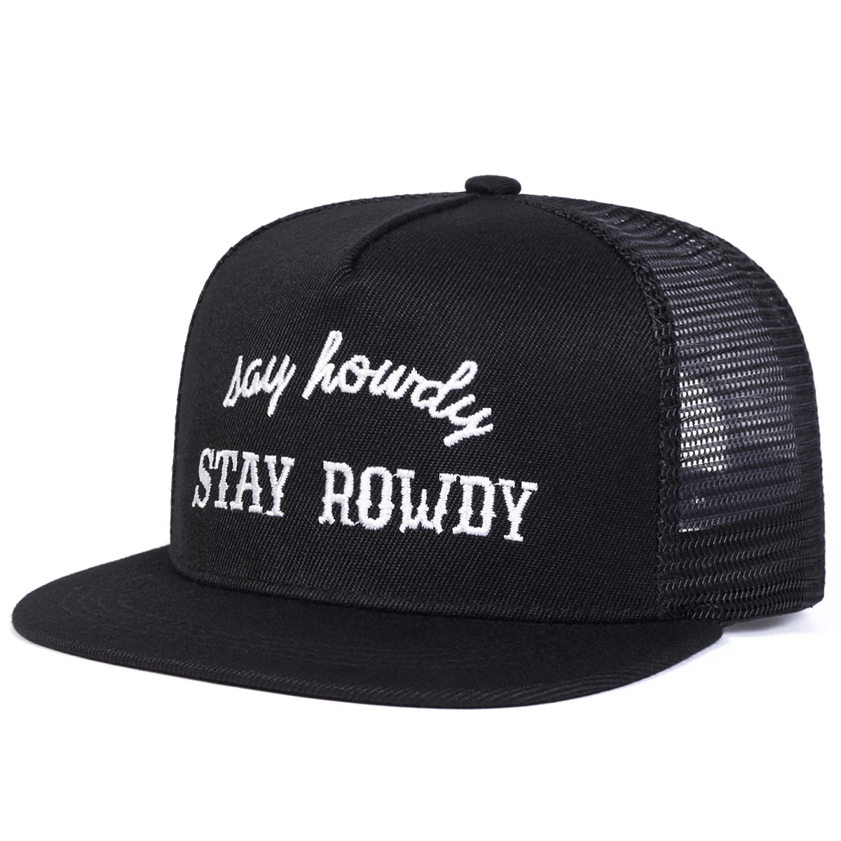 Unisex Stay Rowdy Embroidery Hip-hop Net Hats