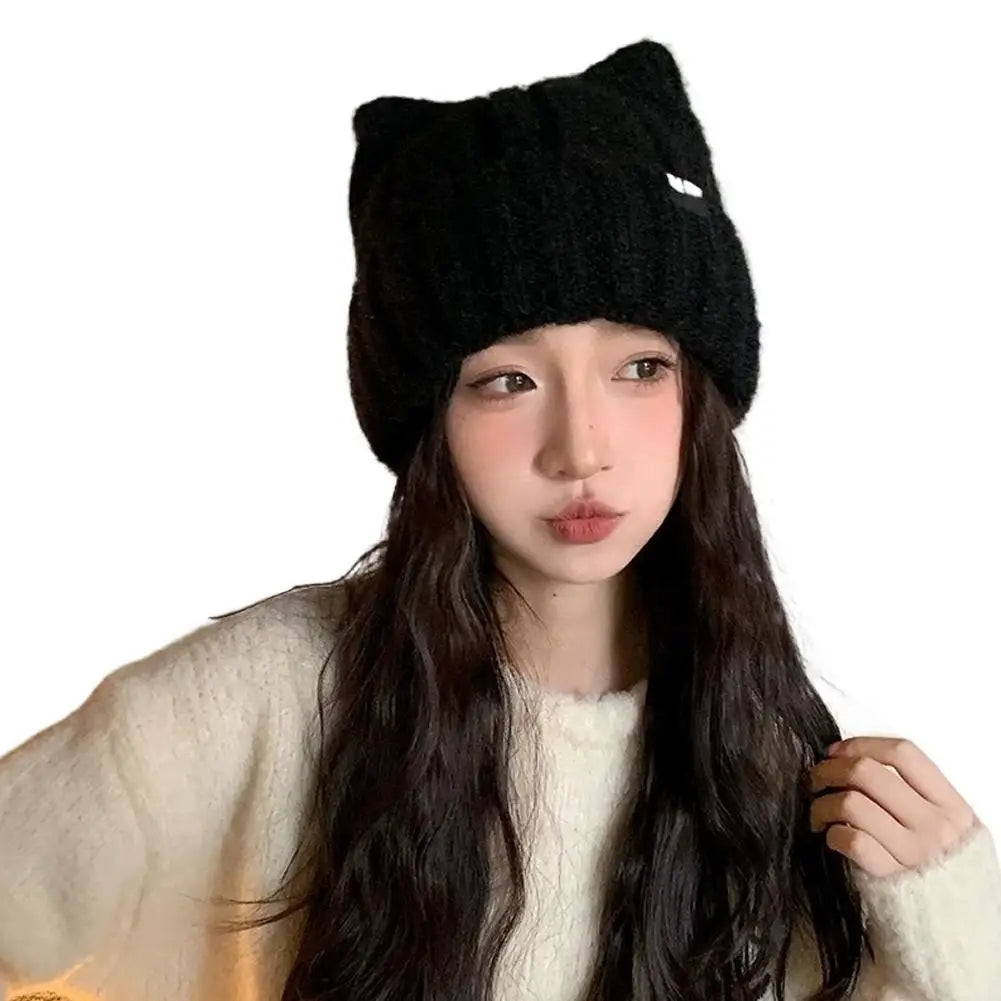 Cute Cat Ear Wool Winter Bucket Hat