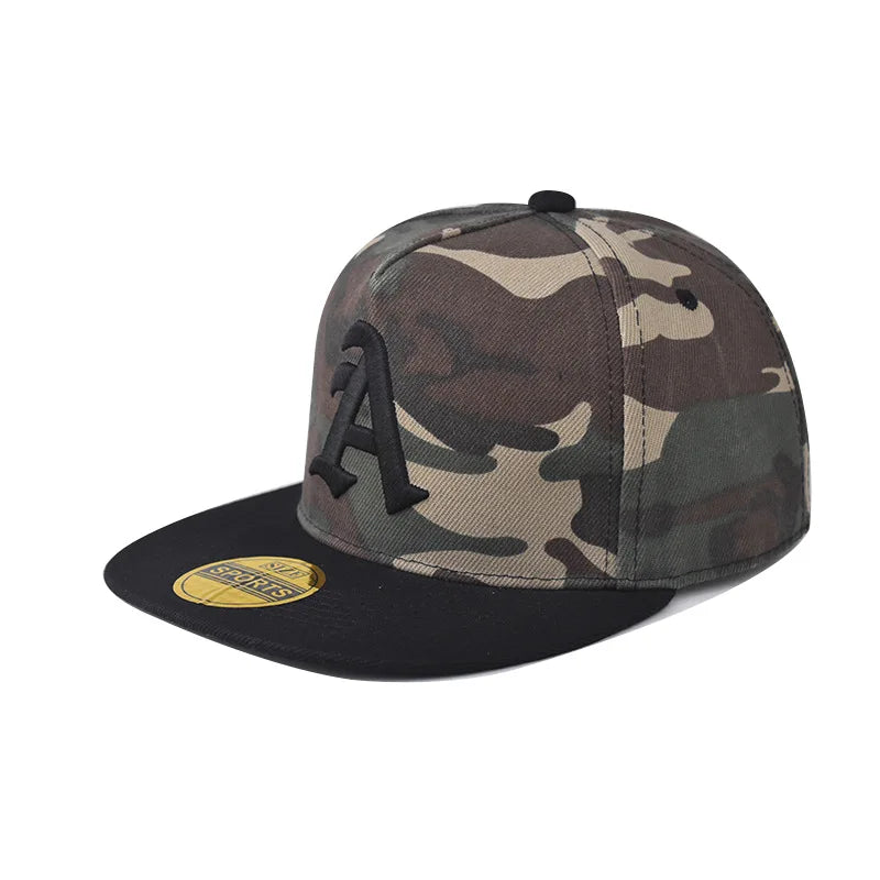 Unisex A Letter Embroidery Patchwork Hip-hop Flat Brim Cap