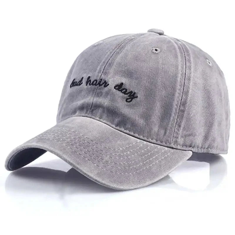 Bad Hair Day Embroidered Washed Baseball Cap