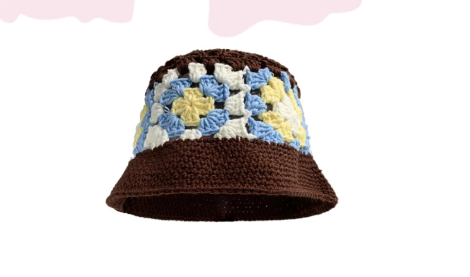 Women Hollow Flower Crochet Autumn Winter Bucket Hat