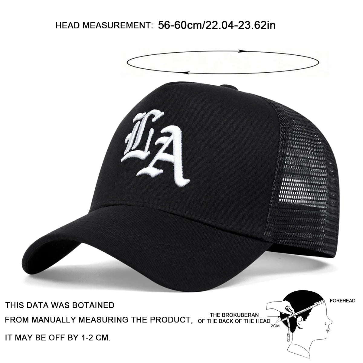 Unisex LA Letter Embroidery Baseball Net Caps