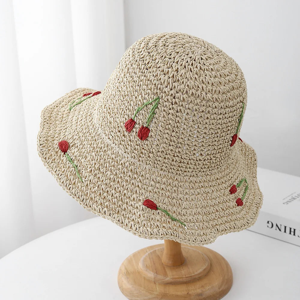 Cherry Decoration Summer Sun Protection Bucket Hat